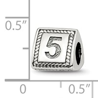 Sterling Silver Reflections Number 5 Triangle Block Bead view 4
