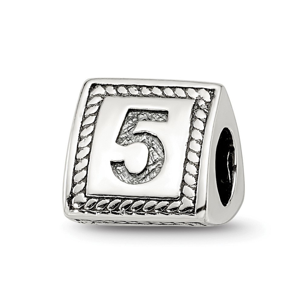 Sterling Silver Reflections Number 5 Triangle Block Bead