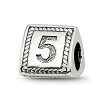 Sterling Silver Reflections Number 5 Triangle Block Bead view 1