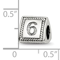 Sterling Silver Reflections Number 6 Triangle Block Bead view 4