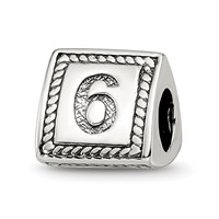 Sterling Silver Reflections Number 6 Triangle Block Bead view 1