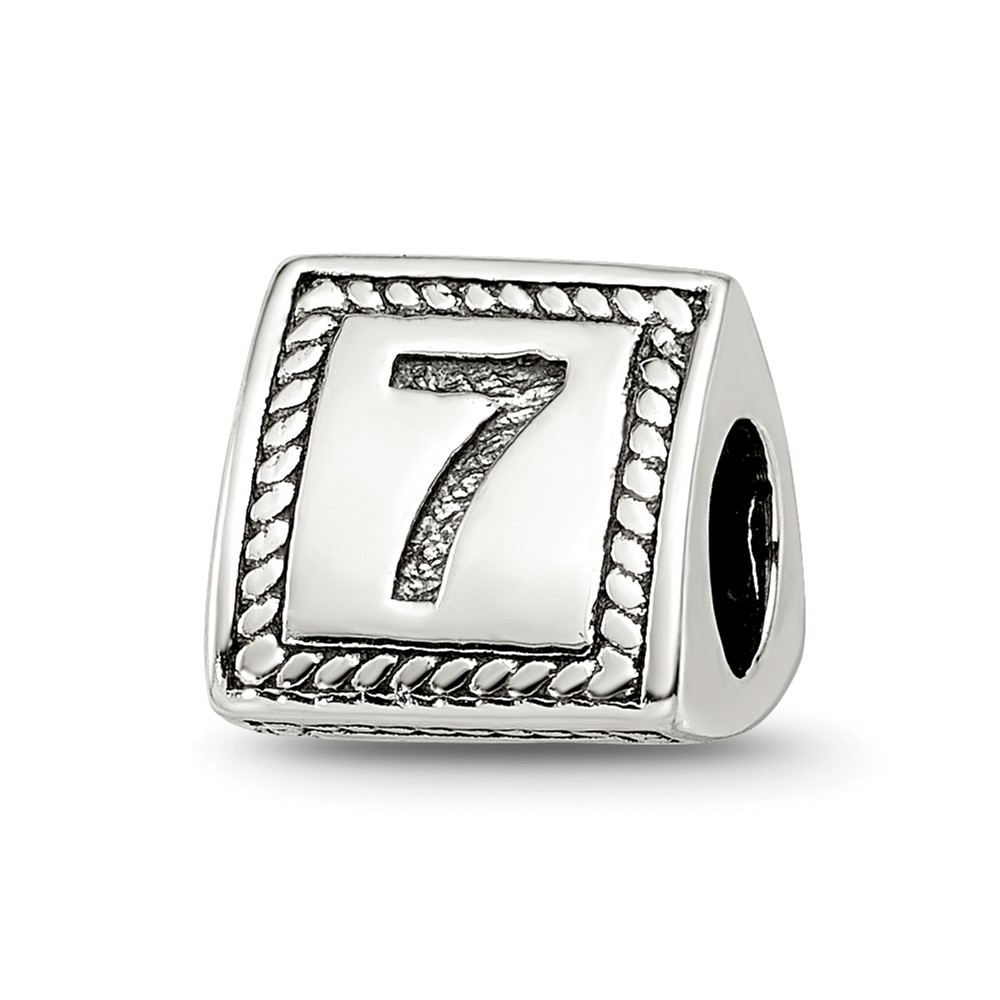Sterling Silver Reflections Number 7 Triangle Block Bead
