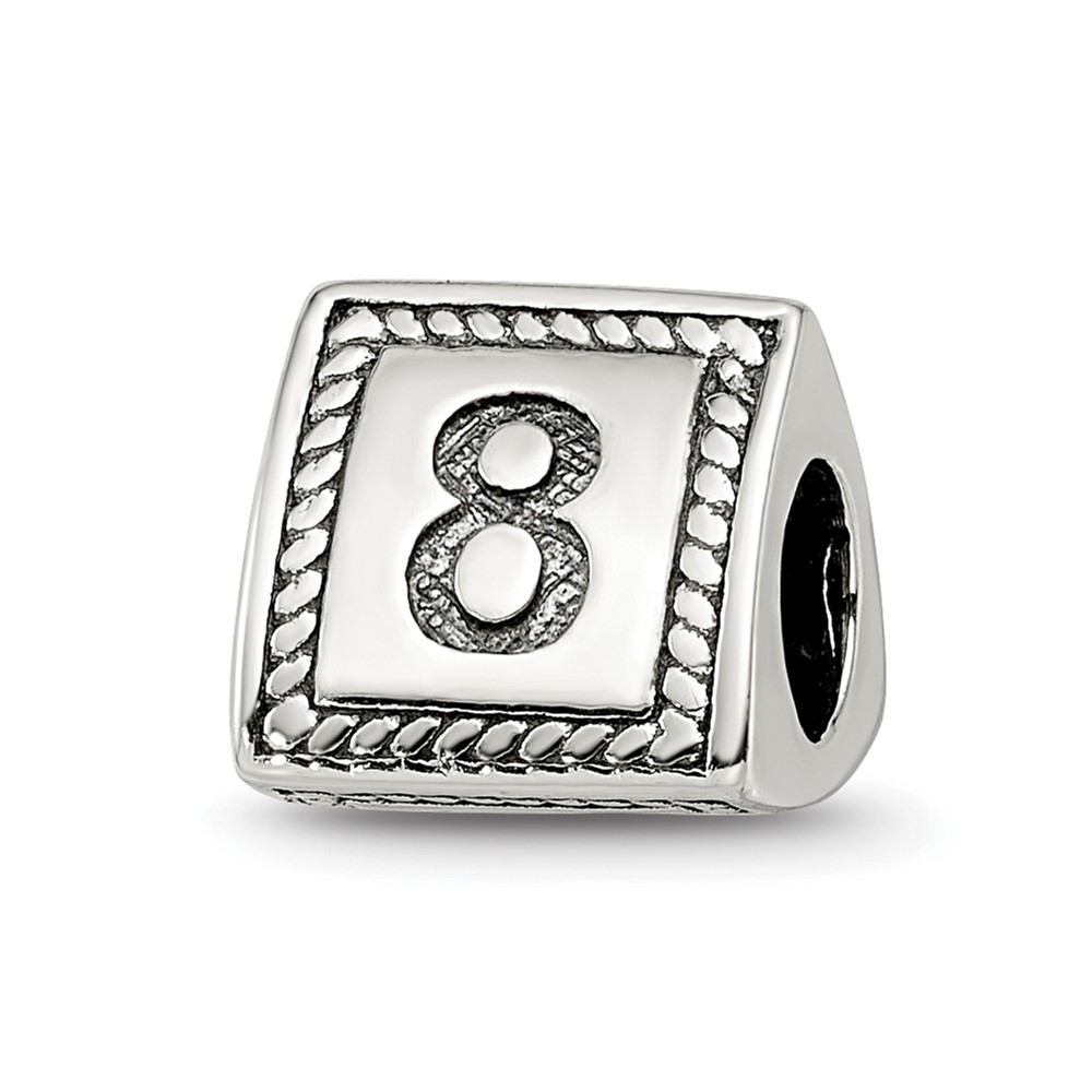 Sterling Silver Reflections Number 8 Triangle Block Bead