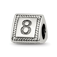 Sterling Silver Reflections Number 8 Triangle Block Bead view 1