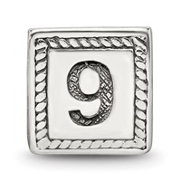 Sterling Silver Reflections Number 9 Triangle Block Bead view 4