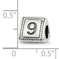 Sterling Silver Reflections Number 9 Triangle Block Bead view 3