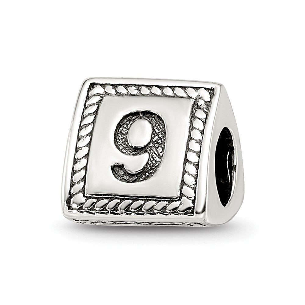 Sterling Silver Reflections Number 9 Triangle Block Bead