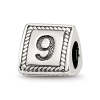 Sterling Silver Reflections Number 9 Triangle Block Bead view 1