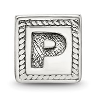 Sterling Silver Reflections Letter P Triangle Block Bead view 3