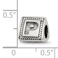 Sterling Silver Reflections Letter P Triangle Block Bead view 4
