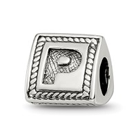 Sterling Silver Reflections Letter P Triangle Block Bead view 1