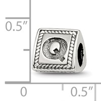 Sterling Silver Reflections Letter Q Triangle Block Bead view 4