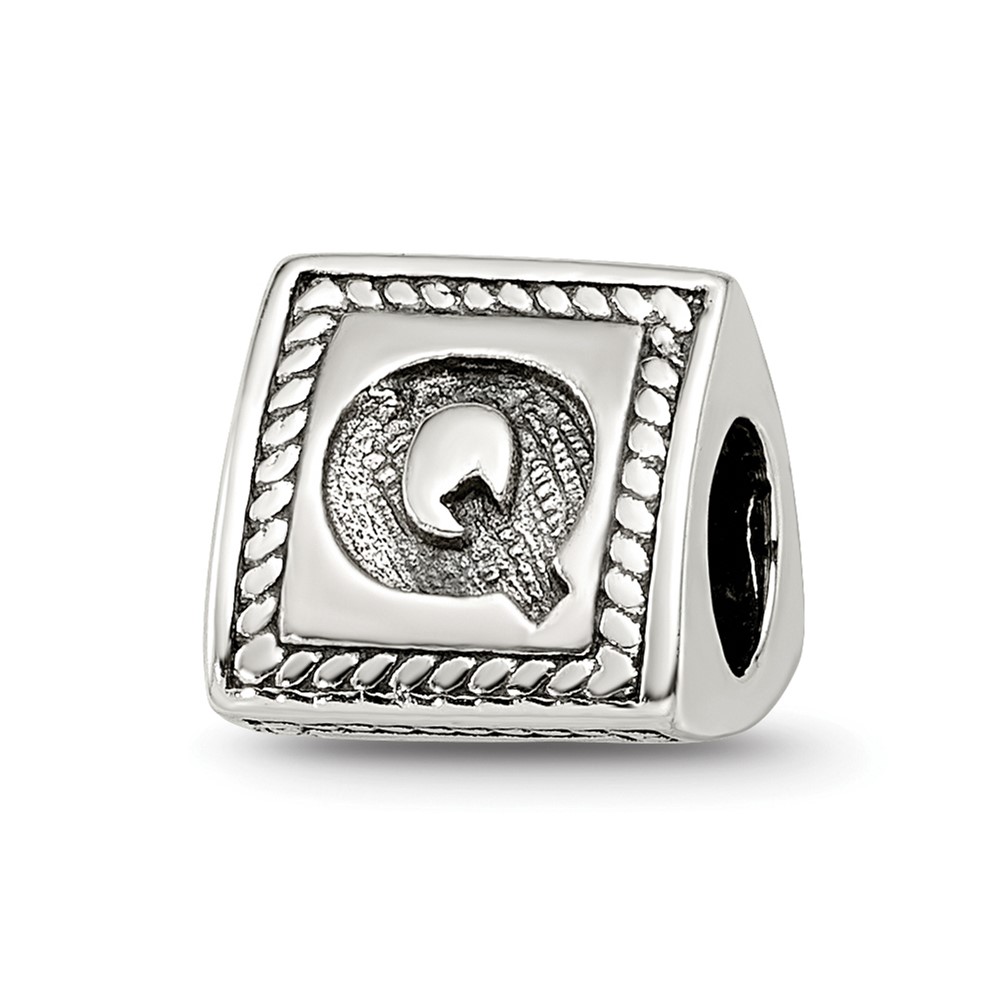Sterling Silver Reflections Letter Q Triangle Block Bead
