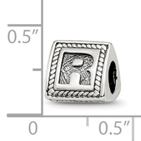 Sterling Silver Reflections Letter R Triangle Block Bead view 4