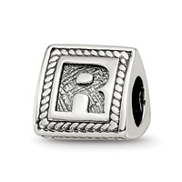 Sterling Silver Reflections Letter R Triangle Block Bead view 1