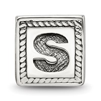 Sterling Silver Reflections Letter S Triangle Block Bead view 3