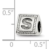 Sterling Silver Reflections Letter S Triangle Block Bead view 4