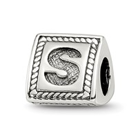 Sterling Silver Reflections Letter S Triangle Block Bead view 1