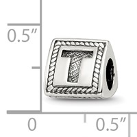Sterling Silver Reflections Letter T Triangle Block Bead view 4