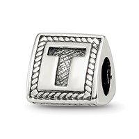Sterling Silver Reflections Letter T Triangle Block Bead view 1