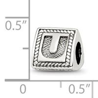 Sterling Silver Reflections Letter U Triangle Block Bead view 4