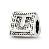Sterling Silver Reflections Letter U Triangle Block Bead view 1