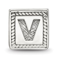 Sterling Silver Reflections Letter V Triangle Block Bead view 3