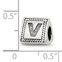 Sterling Silver Reflections Letter V Triangle Block Bead view 4
