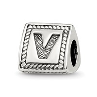 Sterling Silver Reflections Letter V Triangle Block Bead view 1