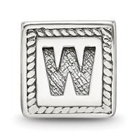 Sterling Silver Reflections Letter W Triangle Block Bead view 3