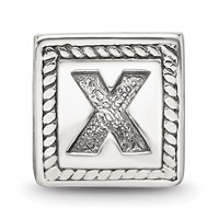 Sterling Silver Reflections Letter X Triangle Block Bead view 3