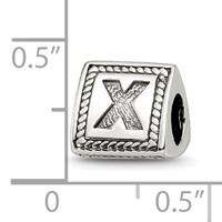 Sterling Silver Reflections Letter X Triangle Block Bead view 4