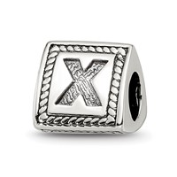 Sterling Silver Reflections Letter X Triangle Block Bead view 1