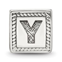 Sterling Silver Reflections Letter Y Triangle Block Bead view 3