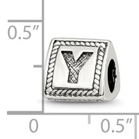 Sterling Silver Reflections Letter Y Triangle Block Bead view 4