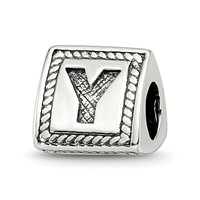 Sterling Silver Reflections Letter Y Triangle Block Bead view 1