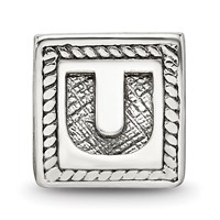 Sterling Silver Reflections Letter U Triangle Block Bead view 3