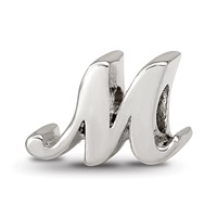 Sterling Silver Reflections Letter M Script Bead view 1