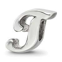 Sterling Silver Reflections Letter T Script Bead view 1