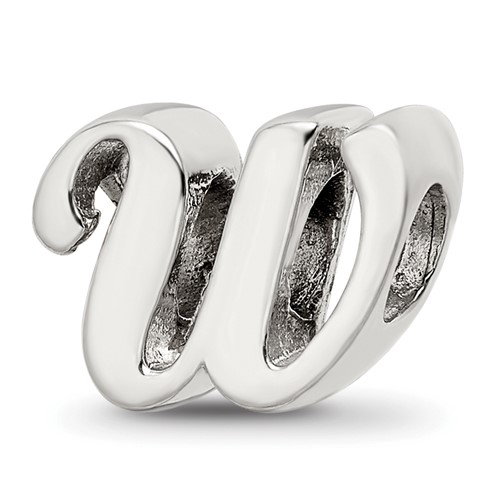 Sterling Silver Reflections Letter W Script Bead