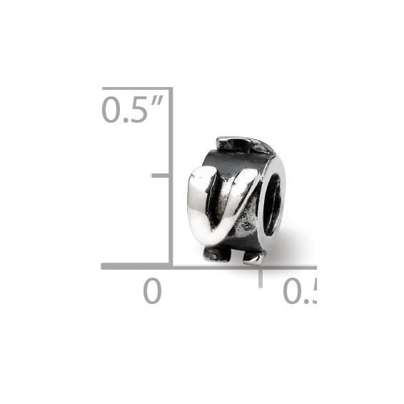 Sterling Silver Reflections Letter V Message Bead