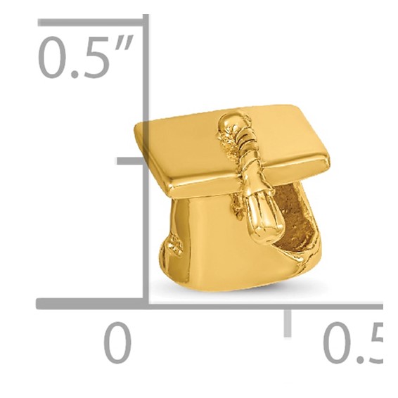 Sterling Silver Gold-plated Reflections Graduation Cap Bead