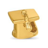 Sterling Silver Gold-plated Reflections Graduation Cap Bead view 1