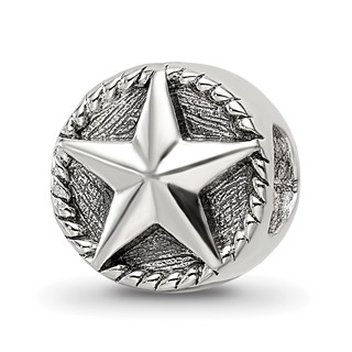 Sterling Silver Reflections Antiqued Star Bead