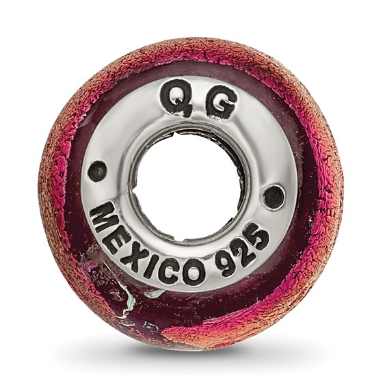 Sterling Silver Reflections Orange Dichroic Glass Bead