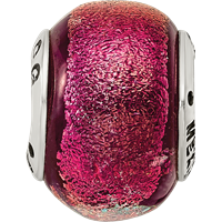 Sterling Silver Reflections Orange Dichroic Glass Bead view 4