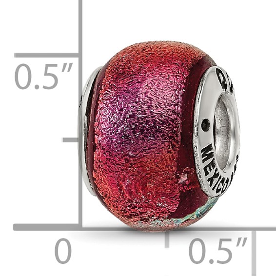 Sterling Silver Reflections Orange Dichroic Glass Bead