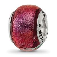 Sterling Silver Reflections Orange Dichroic Glass Bead view 1