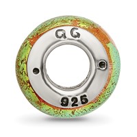 Sterling Silver Reflections Yellow Dichroic Glass Bead view 2