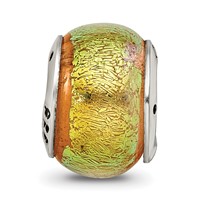 Sterling Silver Reflections Yellow Dichroic Glass Bead view 3